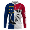 Maxcorners NC North Carolina Flag Fishing 3D Fish Hook UV protection quick dry customize name long sleeves shirts personalized Patriotic fishing apparel gift for Fishing lovers  LM0201