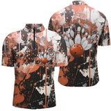 Maxcorners Orange Camo Bowling Team Shirts Polo Personalized Bowling League Jerseys Strike Bowling