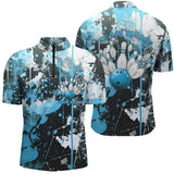 Maxcorners Blue Camo Bowling Team Shirts Polo Personalized Bowling League Jerseys Strike Bowling