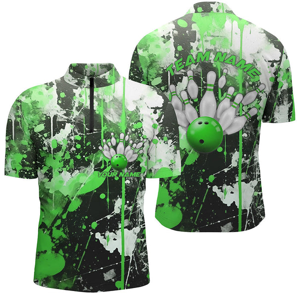 Maxcorners Green Camo Bowling Team Shirts Polo Personalized Bowling League Jerseys Strike Bowling