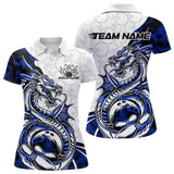 Maxcorners Custom Blue Camo Dragon Bowling Tattoo Men Polo Shirts, Dragon Bowling League Team Shirt LM113