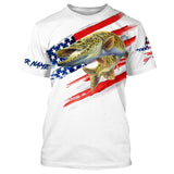 Maxcorners Musky (Muskie) Fishing American Flag Patriot Customize Name 3D Shirts