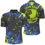 Maxcorners Blue And Green Custom Pickleball Team Shirts For Men, Pickleball Polo Shirts Team Uniform