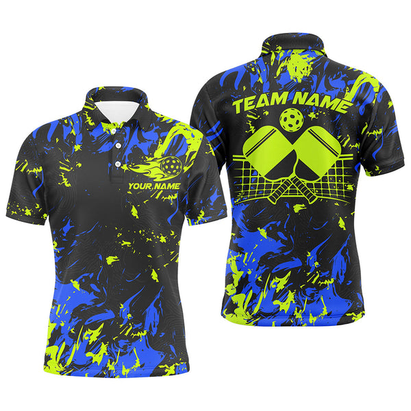 Maxcorners Blue And Green Custom Pickleball Team Shirts For Men, Pickleball Polo Shirts Team Outfits