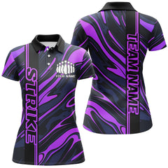 Maxcorners Custom Purple Camo Strike Bowling Polo Shirts For Men, Striking Bowling Team Uniform