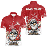 Maxcorners Custom Funny Christmas Bowling Men Polo Shirts, Xmas Bowling Team Shirt TU1011