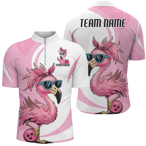 Maxcorners Cute Slay Pink Flamingo Bowling Jersey Customized Name 3D Shirt