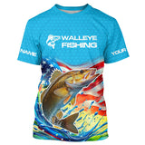 Maxcorners Custom US Flag Walleye Tournament Fishing T-Shirts, Patriotic Walleye Fishing Jerseys MT2108
