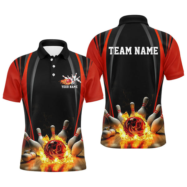 Maxcorners Black And Red Jersey  Bowling Jersey Customized Name, Team Name 3D Polo Shirt