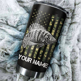 Maxcorners Crappie Fishing US Flag Camo Patriot Stainless Steel Fishing Tumbler Customize Name