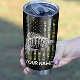 Maxcorners Crappie Fishing US Flag Camo Patriot Stainless Steel Fishing Tumbler Customize Name