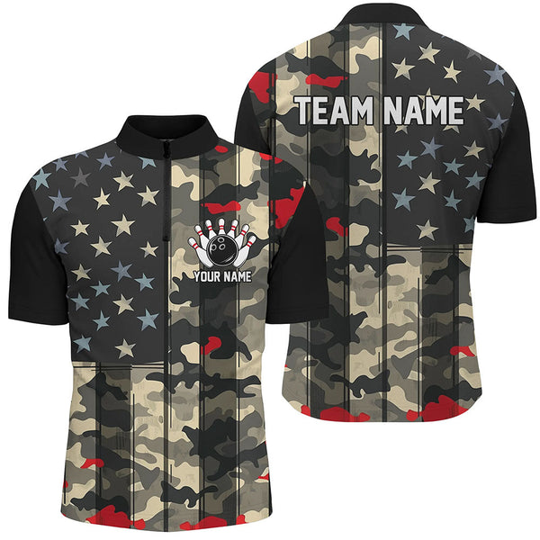 Maxcorners Custom Bowling Jerseys Men Women Bowling Shirt Red Camo Bowling Team Shirt Polo