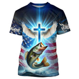 Maxcorners Custom Faith Largemouth Bass Patriotic Fishing T-Shirts, Fishing Jerseys MT2108