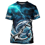 Maxcorners Blue Thunder Lightning Anchor Custom Nautical Sailfish Saltwater Fishing T-Shirts For Men MT2108