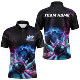 Maxcorners Custom Galaxy Bowling Men Polo Shirts, Holographic Bowling Jersey Bowling League Shirts LM2509