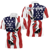 Maxcorners Custom Patriotic US Flag Silver Dart Steel Tip Dart Men Polo Shirt, Dart Team Jerseys TU1609