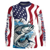 Maxcorners Custom American Flag Striped Bass Long Sleeve Fishing Shirts, Patriotic Striper Fishing Jerseys LM0501