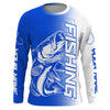 Maxcorners Custom Bass Fishing Long Sleeve Tournament Shirts, Bass Fishing Jerseys Fishing Gifts | Blue LM0201
