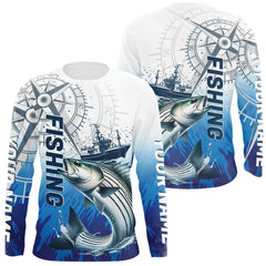 Maxcorners Custom Striped Bass Fishing Saltwater Long Sleeve Performance Shirts LM0607