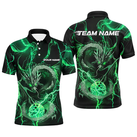 Maxcorners Dragon Thunder Lightning Mutilcolor Bowling Jersey Customized Name, Team Name 3D Polo Shirt