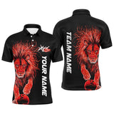 Maxcorners Red Lion Bowling Jersey Customized Name, Team Name 3D Polo Shirt