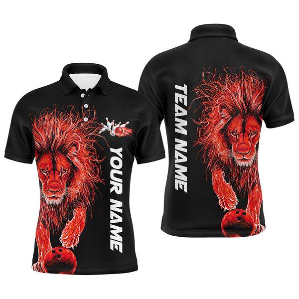 Maxcorners Red Lion Bowling Jersey Customized Name, Team Name 3D Polo Shirt