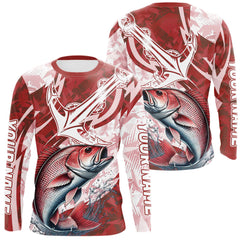 Maxcorners Red Camo Anchor Custom Red Snapper Saltwater Long Sleeve Performance Fishing Shirts LM0607