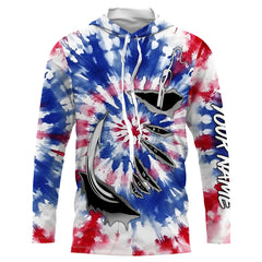 Maxcorners Custom Fish Hook American Flag Tie Dye Camo Long Sleeve Fishing Shirts, Patriotic Fishing Jerseys LM0501
