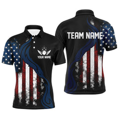 Maxcorners Grunge American Flag Unisex Bowling For Team Bowling Team Men And Women Polo Shirts, Bowling Pattern Outfits