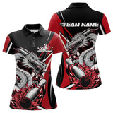 Maxcorners Custom Black And Red Flame Dragon Bowling Jerseys, Dragon Men Bowling Team Polo Shirts