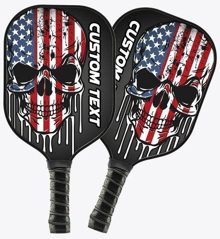 Maxcorners Grunge American Flag Skull Custom Patriotic Pickleball Paddle, Us Pickleball Paddle, Halloween Pickleball Gifts