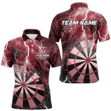 Maxcorners Custom Red Thunder Lightning Dartboard Dart Polo Shirts For Men, Dart Tournament Team Shirt