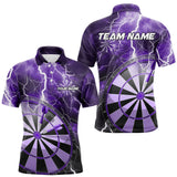 Maxcorners Custom Purple Thunder Lightning Dartboard Dart Polo Shirts For Men, Dart Tournament Team Shirt