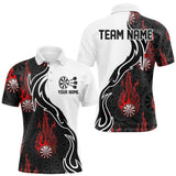 Maxcorners Black And Red Flame Dartboad Custom Dart Polo Shirts For Men, Dart Tournament Team Shirt