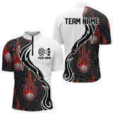 Maxcorners Black And Red Flame Dartboad Custom Dart Polo Shirts For Men, Dart Tournament Team Shirt