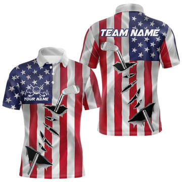 Maxcorners Custom US Flag Golf Club Patriotic Golf Team Shirt For Men, American Golfer Outfits