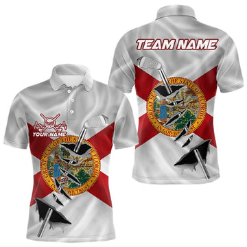 Maxcorners Custom Florida State Flag Golf Club Patriotic Golf Team Shirt For Men, Golfer Outfits