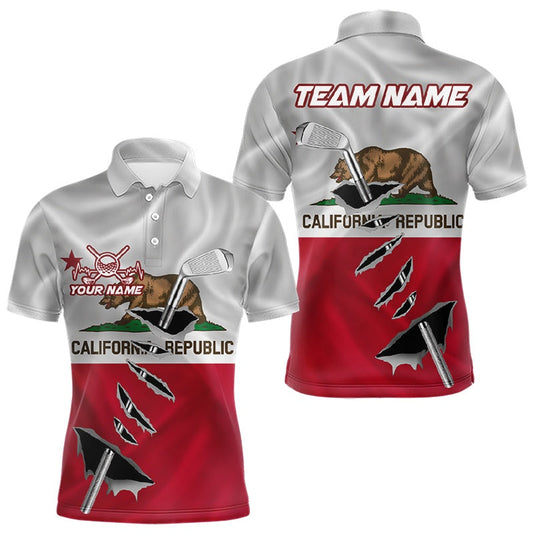 Maxcorners Custom California State Flag Golf Club Golf Team Shirt For Men, Golfer Outfits
