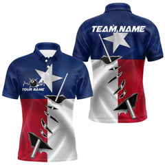 Maxcorners Custom Texas State Flag Silver Billiard Cue Patriotic Billiard 8 Ball Shirts For Men LM2901