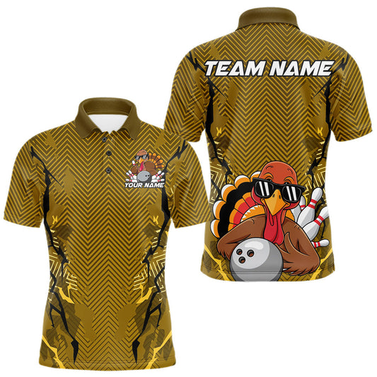 Maxcorners Yellow Custom Funny Turkey Bowling Jerseys, Bowling Team League Shirt Men Bowlers Outfit LM2602
