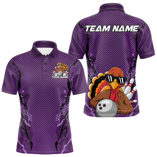 Maxcorners Purple Custom Funny Turkey Bowling Jerseys, Bowling Team League Shirt Men Bowlers Outfit LM2602
