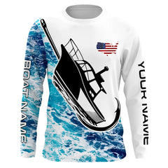 Maxcorners Custom Deep Sea Fishing Shirts With Boat Name, American Flag Saltwater Fishing Shirts LM0501