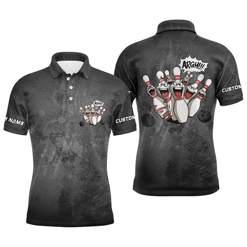 Maxcorners Angry Bowling Pins Face Custom Funny Bowling Shirts For Men And Women, Vintage Bowlers Outfits LM0409