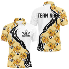 Maxcorners Custom Funny Golden Retriever Dog Men Bowling Team Shirt, Dog Lovers Bowling Uniform LM2512