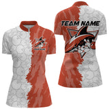 Maxcorners Custom White And Orange Shark Bowling Polo Shirts For Men, Shark Bowling League Shirt