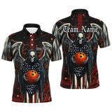 Maxcorners Custom Us Bowling Shirts American Flag Skull Patriotic Bowling Team Shirt Outfit