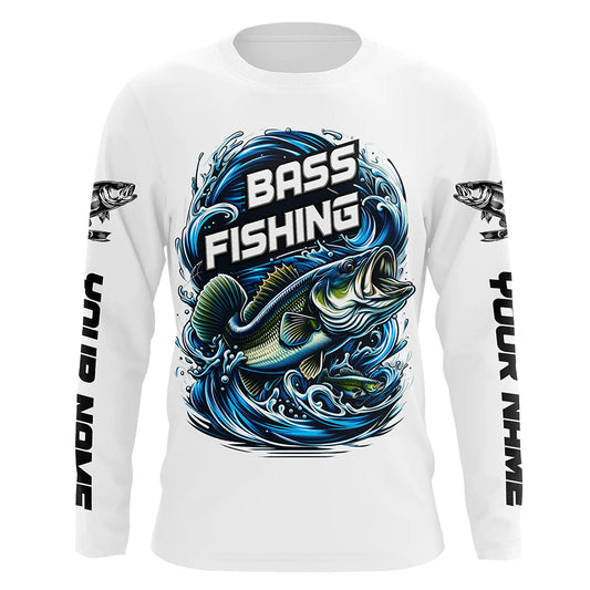 Maxcorners Custom Largremouth Bass Long Sleeve Tournament Fishing Shirts, Uv Protection Bass Fishing Shirt LM0201