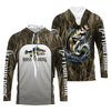 Maxcorners Largemouth Bass Fishing Grass Camo Custom Long Sleeve Fishing Shirts, Bass Tournament Fishing Jersey LM0201