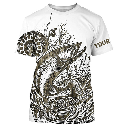 Maxcorners Custom Trout Fly Fishing Shirts, Grass Lake Camouflage Trout Fishing Shirt MT2108