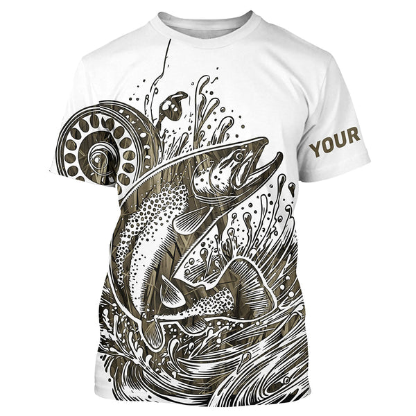 Maxcorners Custom Trout Fly Fishing Shirts, Grass Lake Camouflage Trout Fishing Shirt MT2108